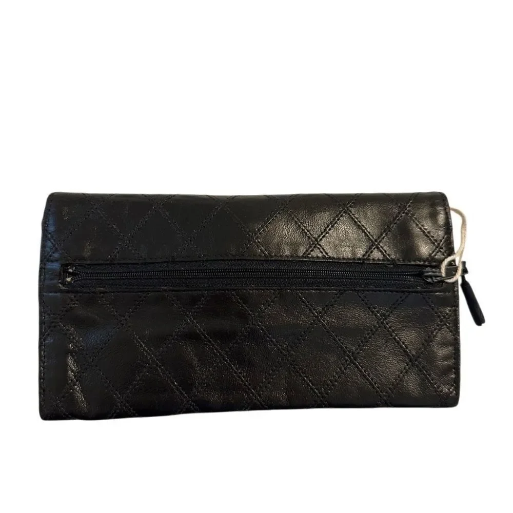 CHANEL Black Quilted Wallet with Envelope Design